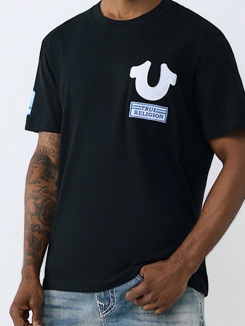 True Religion Men’s Graffiti Puff Logo T‑Shirt Black Size Medium NWT